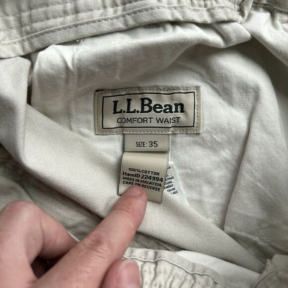 LL Bean Cargo Shorts Men's Size 35 Tropic Weight Comfort Waist Beige NWT - Picture 5 of 6